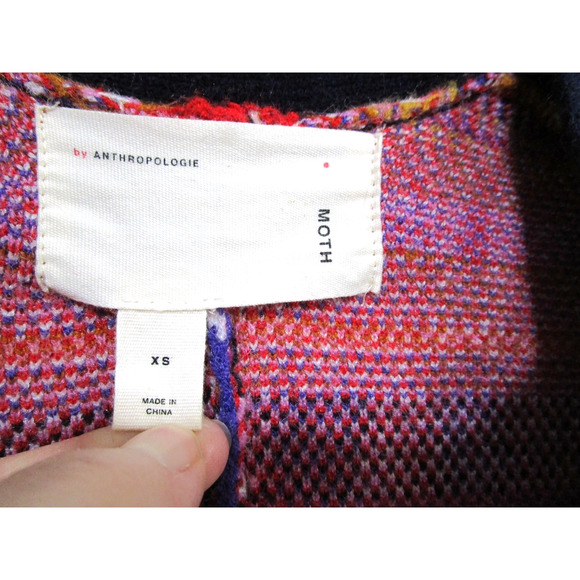 Anthropologie Moth Williston Plaid Belted Open Front Cardigan Sweater Women XS - Picture 10 of 11